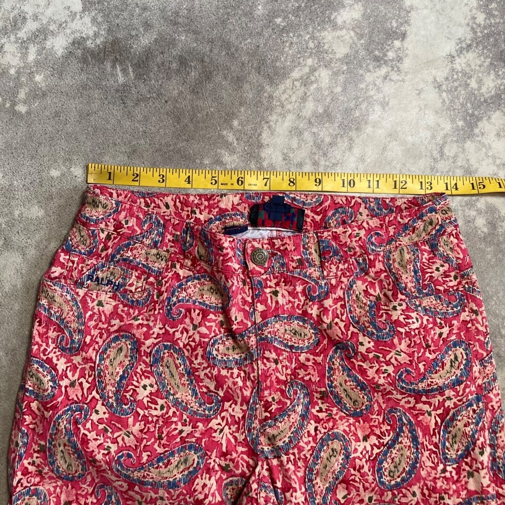 Ralph Lauren Capri Pants Womens 6 Pink Paisley Ankle Crop Boho Slim - Picture 2 of 10